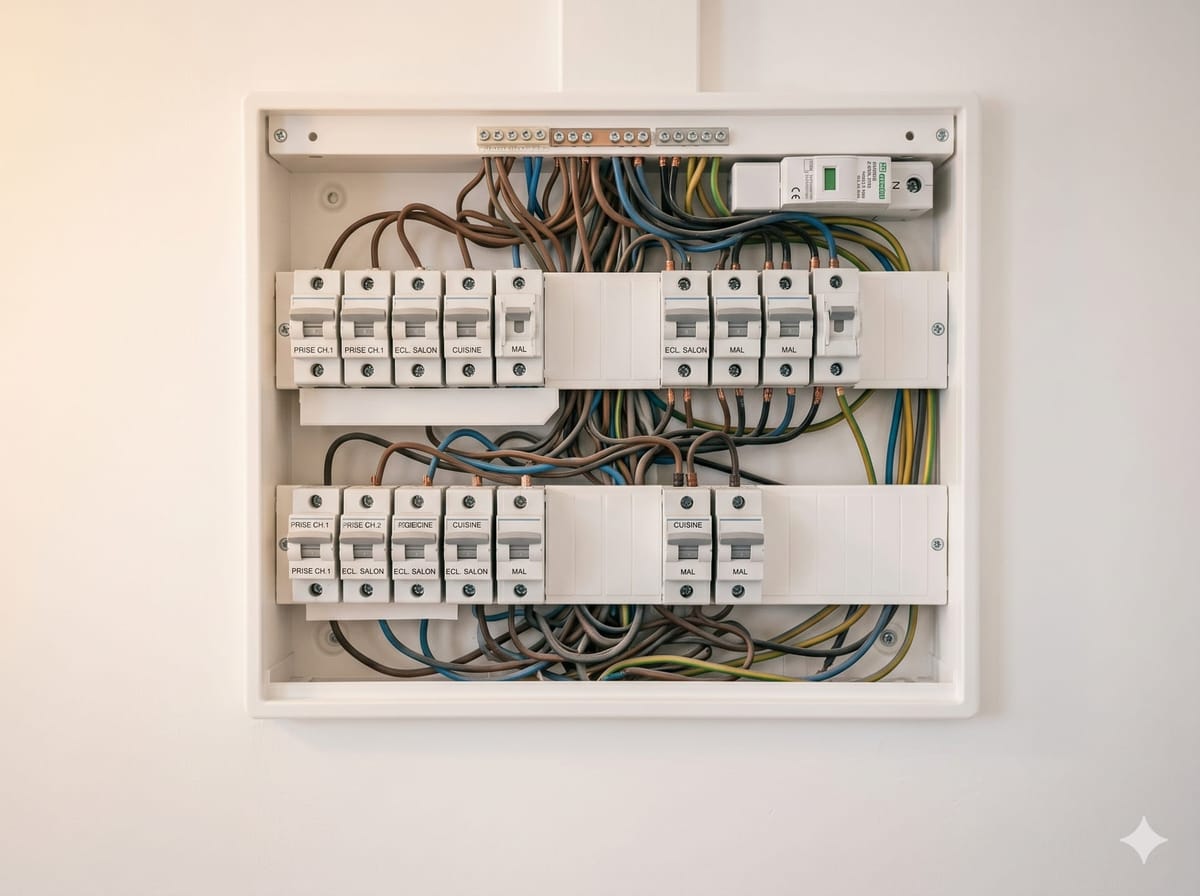 Tableau électrique neuf aux normes avec circuits repérés