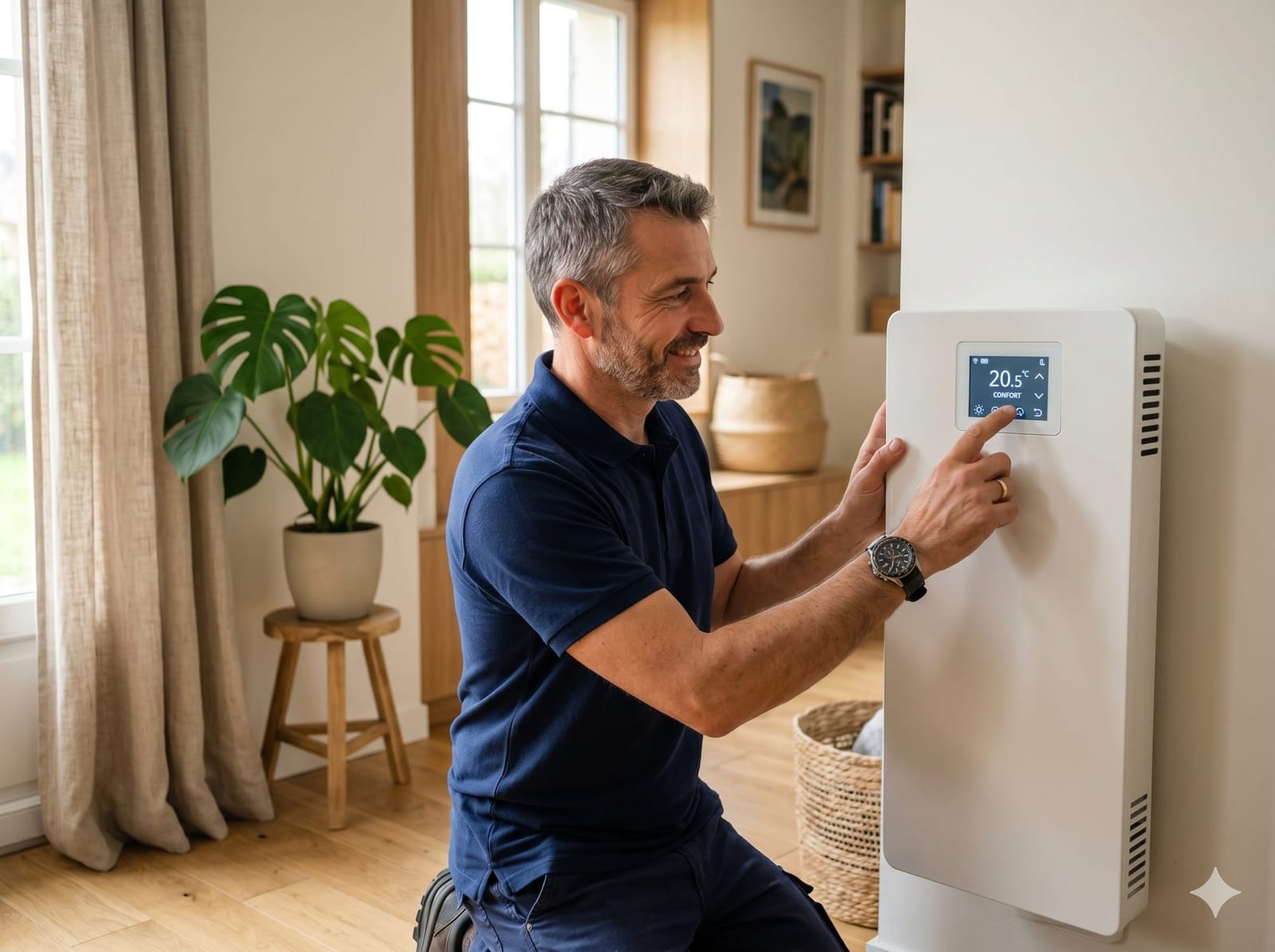 Mains d'un électricien au travail sur une installation électrique