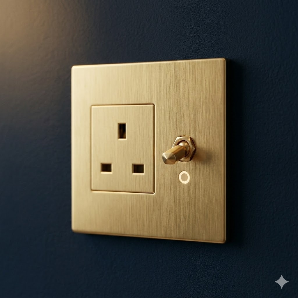 Détail d'une prise électrique posée avec soin, finition soignée